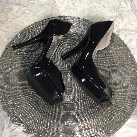 Wild Diva Black Open Toe Stiletto Heel Size 6 - Picture 6 of 13